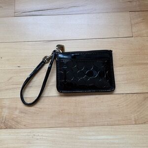 Coach Black Patent Leather Wristlet Card Case